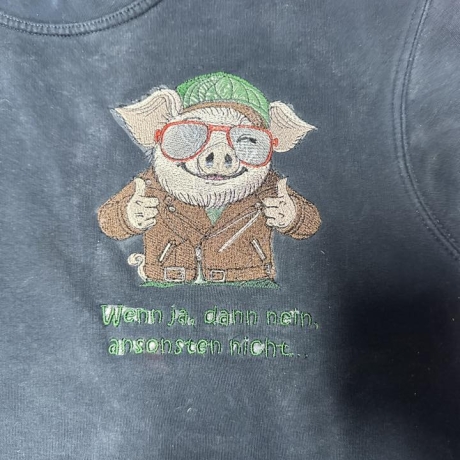 Glücksschwein Kurt mit klarer Aussage | 13.79 x 17.14 cm | VS