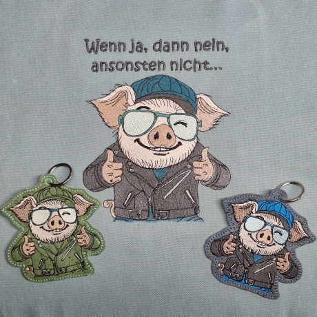 Glücksschwein Kurt mit klarer Aussage | 13.79 x 17.14 cm | VS