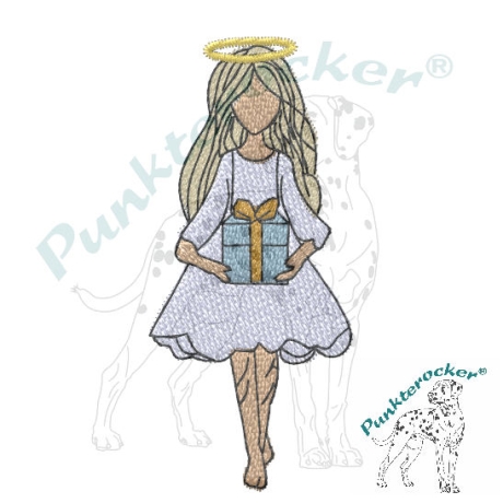  VS | kleines Mädchen mit Paket | 3.14 x 7.02 cm