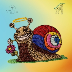 Schnecke beim Naschen | 12.49 x 9.51 cm | VS