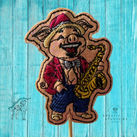 ITH TS-Stabdatei - Saxo-Schwein Sammy - Größe 6.10 x 8.20 cm