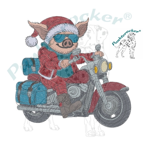 Vollstickdatei - Biker Santa  - 13.97 x 13.45 cm