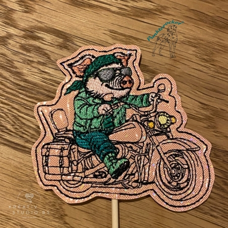 ITH TS-Stabdatei - Biker Lucky - Größe 8.94 x 8.63 cm