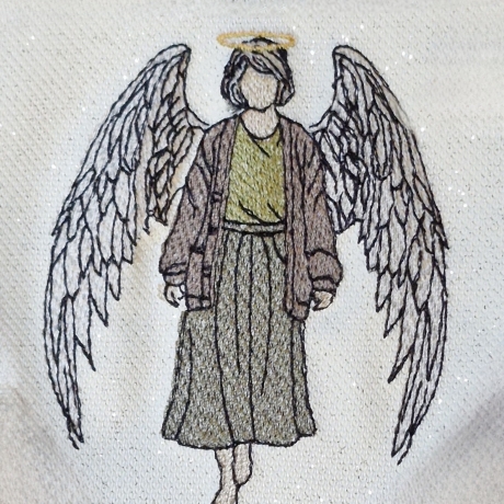  VS | ältere Frau mit Flügel | 6.87 x 8.43 cm