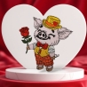 Glücksschwein Timmy mit Rose | 11.28 x 11.47 cm | VS