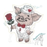 Glücksschwein Timmy mit Rose | Stabdatei | 8.70 x 8.83 cm | TS