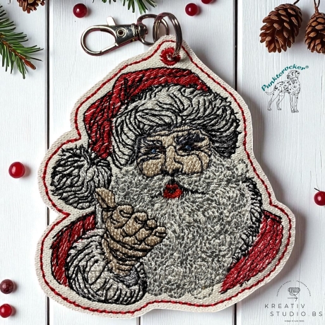 ITH- Santa Kußhand - Geschenkeanhänger - 8.04 x 8.85 cm