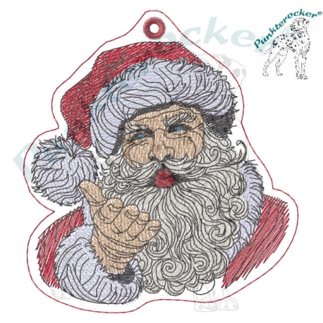 ITH- Santa Kußhand - Geschenkeanhänger - 8.04 x 8.85 cm