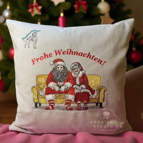 VS- Santa und Frau wünschen Frohe Weihnachten - 19.52 x 15.75 cm