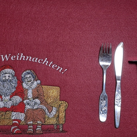 VS- Santa und Frau wünschen Frohe Weihnachten - 19.52 x 15.75 cm