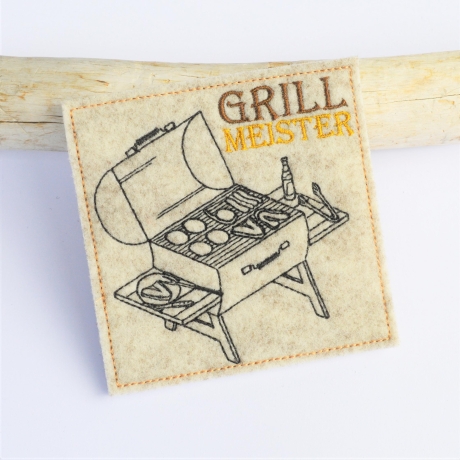 Stickdatei Grill Männer Untersetzer ITH Stickdatei 10x10cm