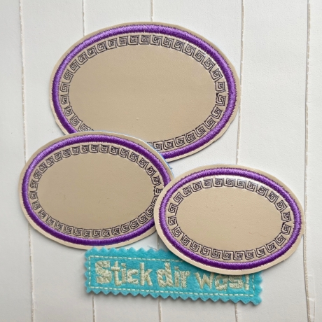 Beschreibbare Aufkleber Mäander 12x Stickdatei solo und mehrfach
