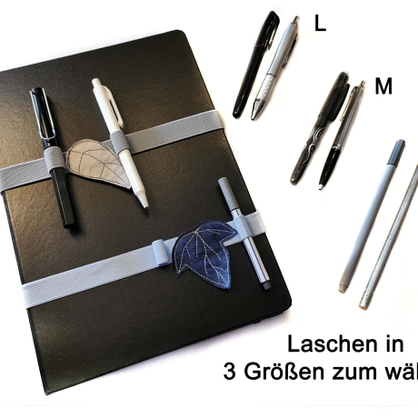 Buchverschluss Stifthalter für Kalender mit Blatt - quer