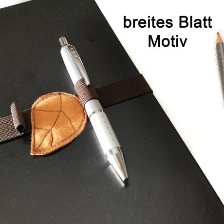 Buchverschluss Stifthalter für Kalender mit Blatt - quer