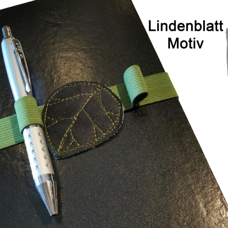 Buchverschluss Stifthalter für Kalender mit Blatt - quer