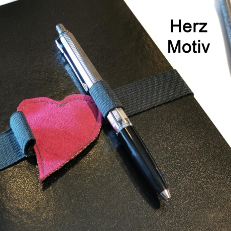 Buchverschluss Stifthalter für Kalender mit Blatt - quer