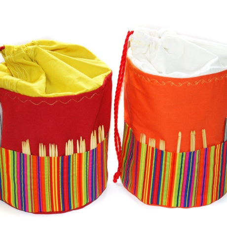 Projekttasche Handarbeitskorb Bobbeltasche - Streifen - Stricken