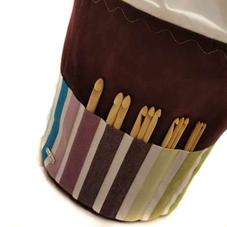 Projekttasche Handarbeitskorb Bobbeltasche - Streifen - Stricken