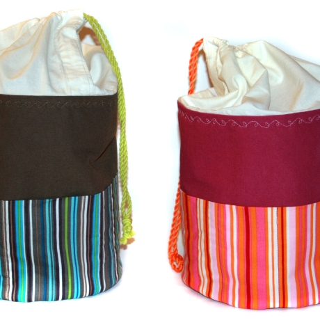Projekttasche Handarbeitskorb Bobbeltasche - Streifen - Stricken