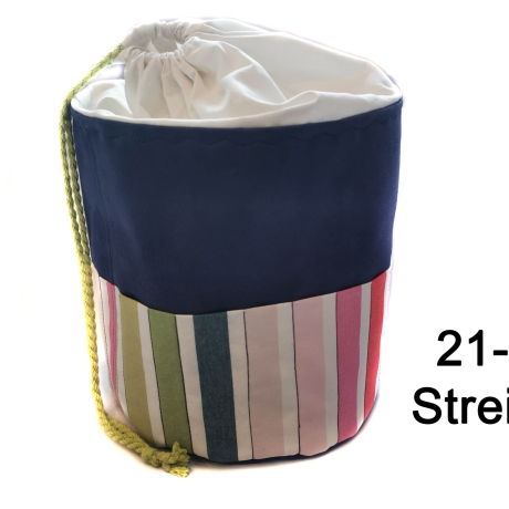 Projekttasche Handarbeitskorb Bobbeltasche - Streifen - Stricken