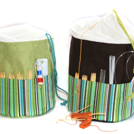 Projekttasche Handarbeitskorb Bobbeltasche - Streifen - Stricken