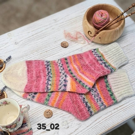 Sneakersocken Gr. 35 handgestrickt Stricksocken Wollsocken