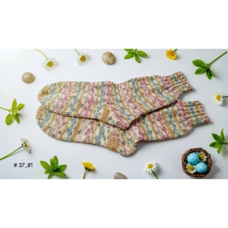 Stricksocken Gr. 37 handgestrickt Wollsocken Schurwolle/Polyamid