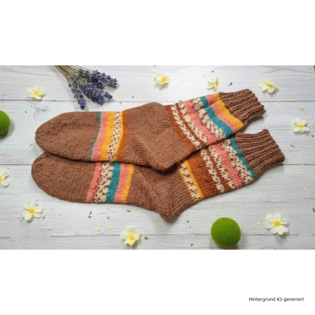 Stricksocken Gr. 37 handgestrickt Wollsocken Schurwolle/Polyamid