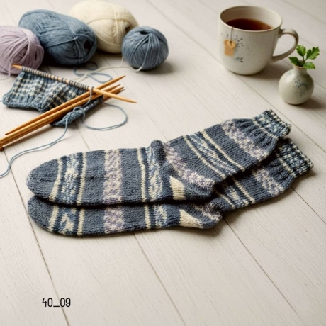 Stricksocken Gr. 40 handgestrickt Wollsocken Schurwolle/Polyamid