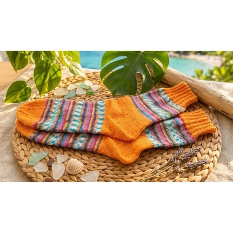 Stricksocken Gr. 41 handgestrickt Wollsocken Schurwolle/Polyamid