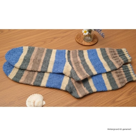 Stricksocken Gr. 42 handgestrickt Wollsocken Schurwolle/Polyamid