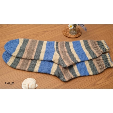 Stricksocken Gr. 42 handgestrickt Wollsocken Schurwolle/Polyamid