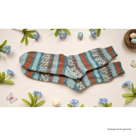 Stricksocken Gr. 43 handgestrickt Wollsocken Schurwolle/Polyamid