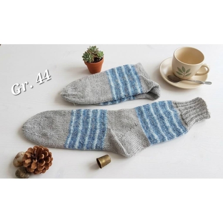 Stricksocken Gr. 44 handgestrickt Wollsocken Schurwolle/Polyamid