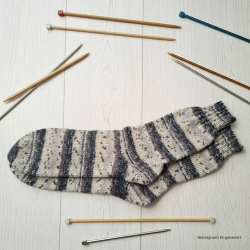 Stricksocken Gr. 45 handgestrickt Wollsocken Schurwolle/Polyamid