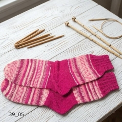 Stricksocken Gr. 39 handgestrickt Wollsocken Schurwolle/Polyamid