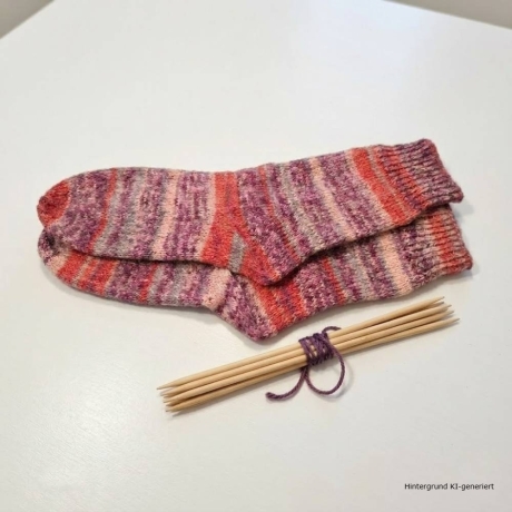 Stricksocken Gr. 39 handgestrickt Wollsocken Schurwolle/Polyamid