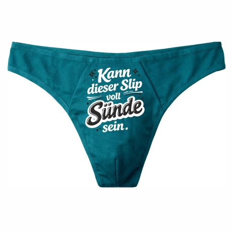 Herren String Tanga mit KANN DIESER SLIP VOLL SÜNDE SEIN