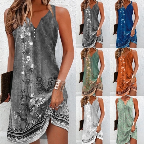 Strand-Sommerkleid, Boho-Style, rot, Größe 36/M, neu