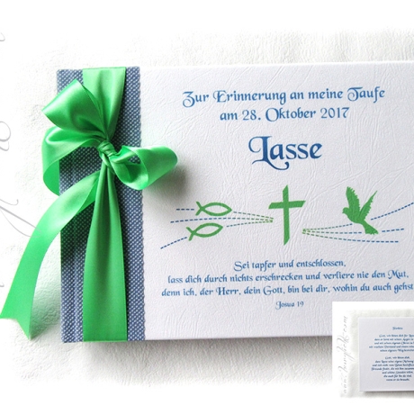 Gästebuch Taufe blau weiß grün