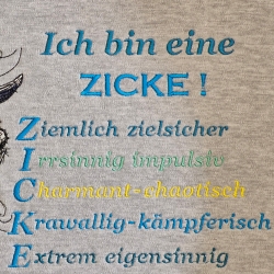 Ich bin eine Zicke - nur der Text - 13.08 x 11.83 cm