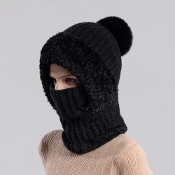 Wintermütze-Beanie mit Fleecefutter + Ohrenklappen, neu, schwarz