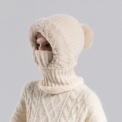 Wintermütze-Beanie mit Fleecefutter + Ohrenklappen, neu, beige
