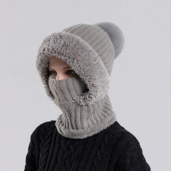 Wintermütze-Beanie mit Fleecefutter + Ohrenklappen, neu, grau