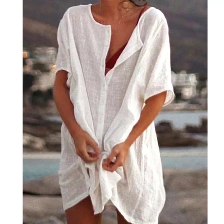 Damen-Sommer-Minikleid/Kaftan, weiss, neu, Größe S