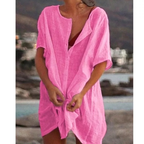 Damen-Sommer-Minikleid/Kaftan, rosa, neu, Größe S