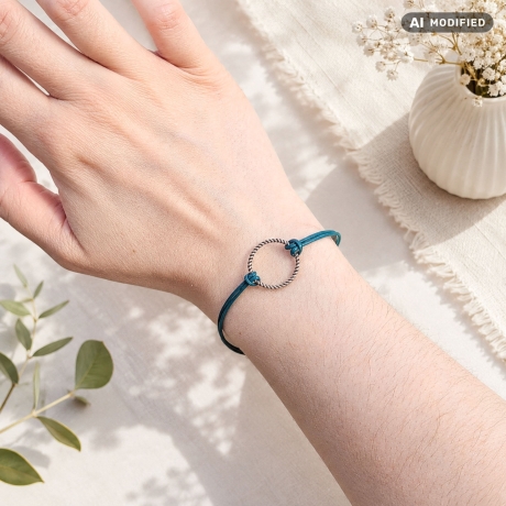 Lederarmband mit Ring Silver Circle - Schmuck aus Leder