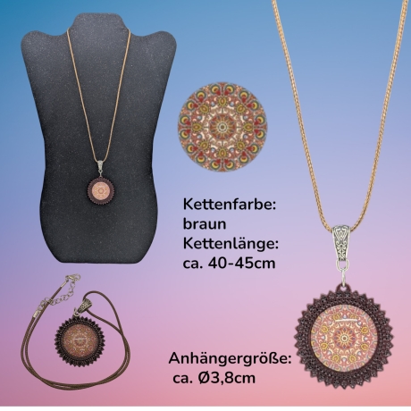 Kette mit Holzanhänger Blumenform