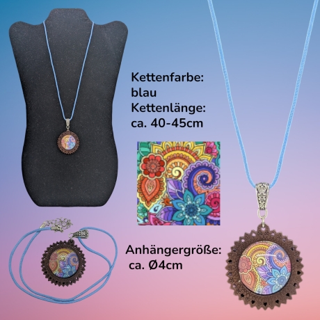 Kette mit Holzanhänger Blumenform