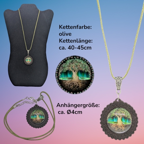 Kette mit Holzanhänger Blumenform